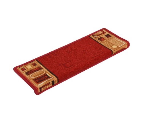 vidaXL kāpņu paklāji, 5 gab., pašlīmējoši, 65x21x4 cm, sarkani