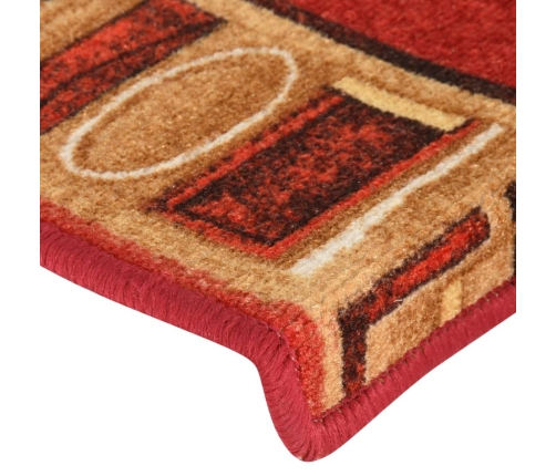 vidaXL kāpņu paklāji, 5 gab., pašlīmējoši, 65x21x4 cm, sarkani