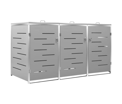 vidaXL 3-daļīga nojume atkritumu tvertnēm, 207x77,5x112,5 cm, tērauds