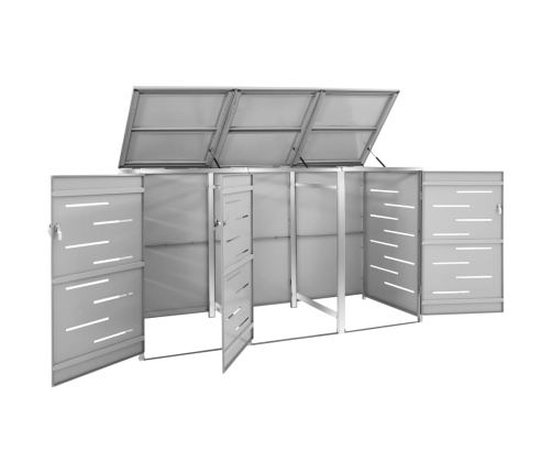 vidaXL 3-daļīga nojume atkritumu tvertnēm, 207x77,5x112,5 cm, tērauds