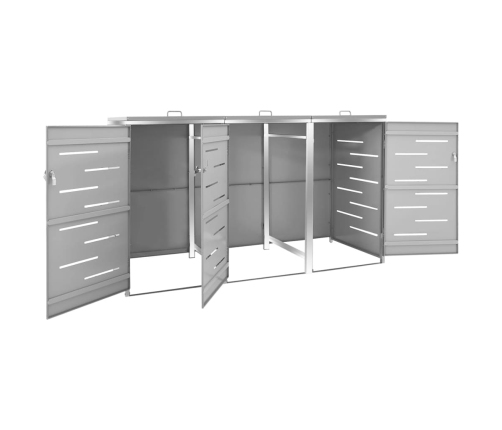 vidaXL 3-daļīga nojume atkritumu tvertnēm, 207x77,5x112,5 cm, tērauds