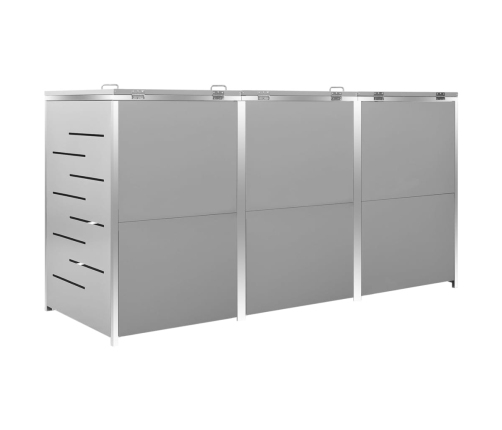vidaXL 3-daļīga nojume atkritumu tvertnēm, 207x77,5x112,5 cm, tērauds