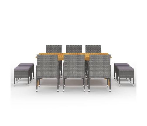 vidaXL 11-daļīgs dārza mēbeļu komplekts, pelēks