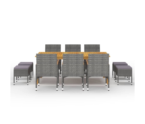 vidaXL 11-daļīgs dārza mēbeļu komplekts, pelēks