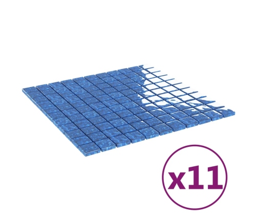 vidaXL mozaīkas flīzes, 11 gab., zilas, 30x30 cm, stikls