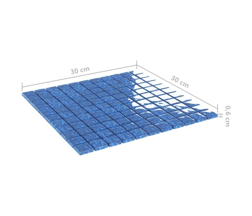 vidaXL mozaīkas flīzes, 11 gab., zilas, 30x30 cm, stikls