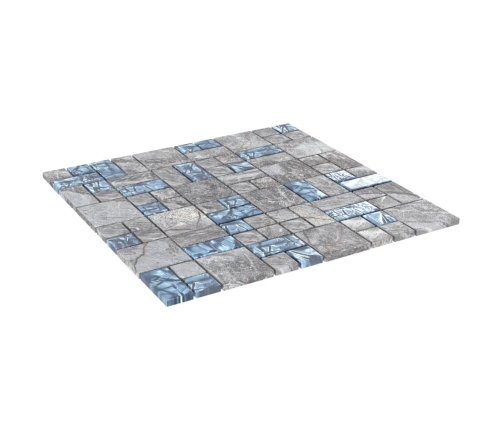 vidaXL mozaīkas flīzes, 22 gab., pelēkzilas, 30x30 cm, stikls
