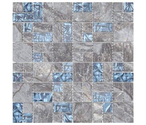 vidaXL mozaīkas flīzes, 22 gab., pelēkzilas, 30x30 cm, stikls
