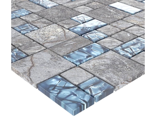 vidaXL mozaīkas flīzes, 22 gab., pelēkzilas, 30x30 cm, stikls