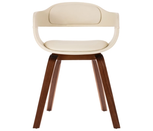 vidaXL virtuves krēsls, izliekts koks, balta mākslīgā āda