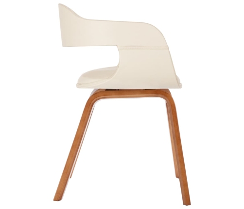 vidaXL virtuves krēsls, izliekts koks, balta mākslīgā āda