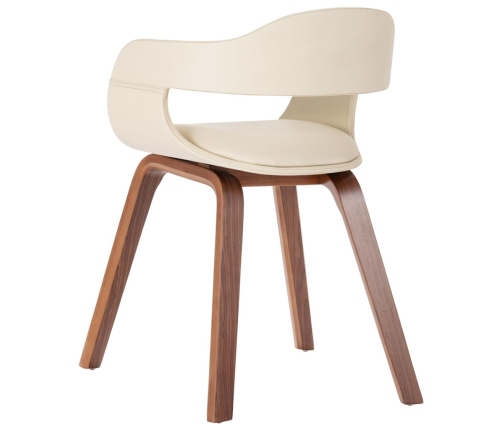 vidaXL virtuves krēsls, izliekts koks, balta mākslīgā āda