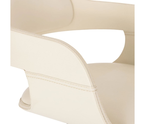 vidaXL virtuves krēsls, izliekts koks, balta mākslīgā āda