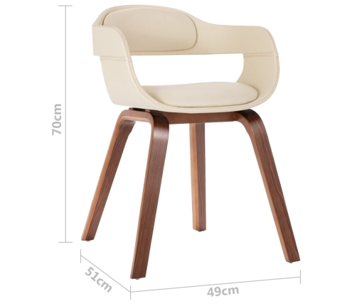 vidaXL virtuves krēsls, izliekts koks, balta mākslīgā āda