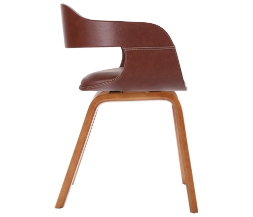 vidaXL virtuves krēsls, izliekts koks, brūna mākslīgā āda