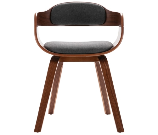 vidaXL virtuves krēsls, izliekts koks, tumši pelēks audums