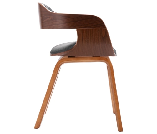 vidaXL virtuves krēsls, izliekts koks, tumši pelēks audums