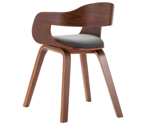 vidaXL virtuves krēsls, izliekts koks, tumši pelēks audums