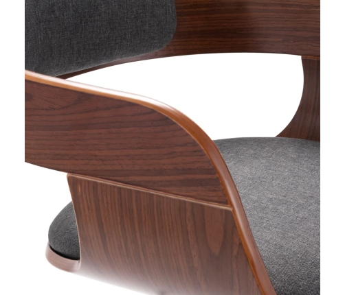 vidaXL virtuves krēsls, izliekts koks, tumši pelēks audums