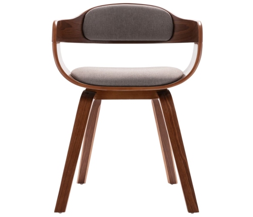 vidaXL virtuves krēsls, izliekts koks, pelēkbrūns audums