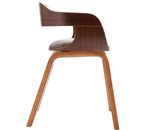 vidaXL virtuves krēsls, izliekts koks, pelēkbrūns audums