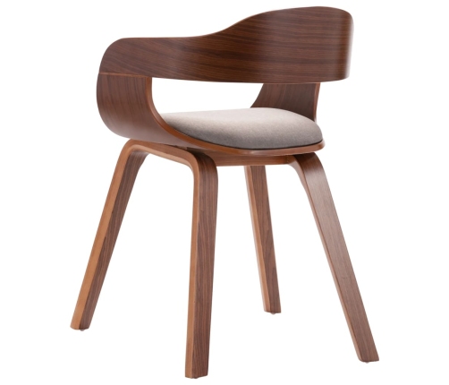 vidaXL virtuves krēsls, izliekts koks, pelēkbrūns audums