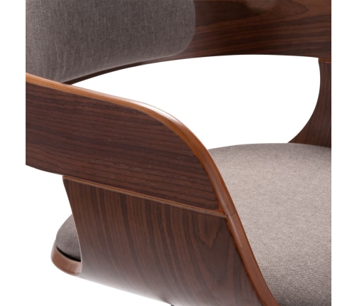 vidaXL virtuves krēsls, izliekts koks, pelēkbrūns audums