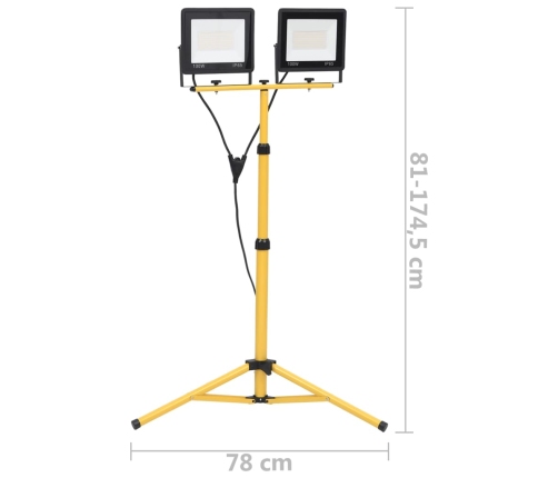 Led Prožektors Ar Statīvu, 2X100 W, Vēsi Balta Gaisma Vidaxl