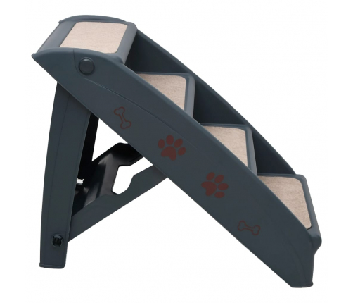 vidaXL 4 pakāpienu suņu kāpnes, saliekamas, tumši pelēkas