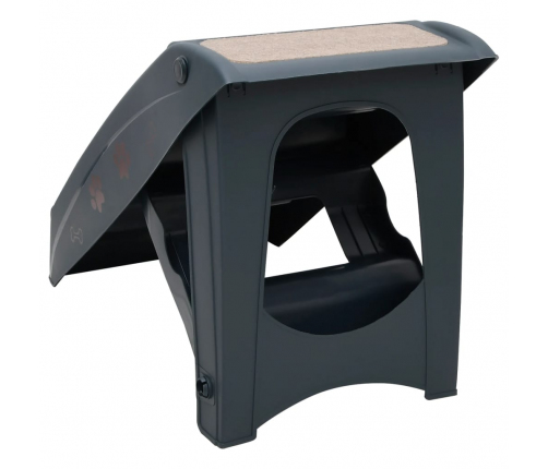 vidaXL 4 pakāpienu suņu kāpnes, saliekamas, tumši pelēkas