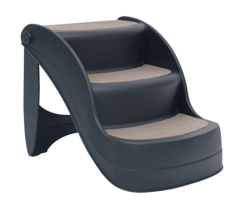 vidaXL 3 pakāpienu suņu kāpnes, saliekamas, tumši pelēkas