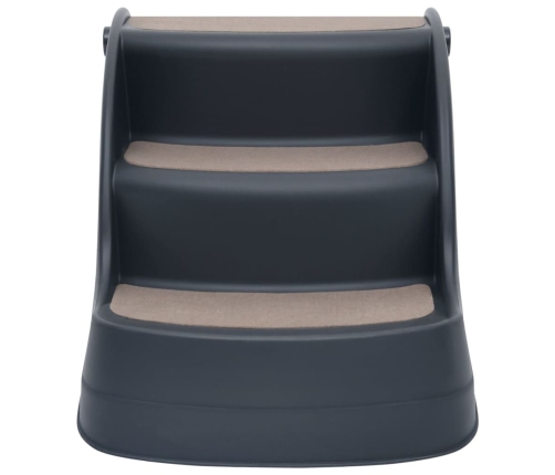 vidaXL 3 pakāpienu suņu kāpnes, saliekamas, tumši pelēkas