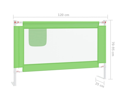 vidaXL bērnu gultas aizsargbarjera, zaļa, 120x25 cm, audums
