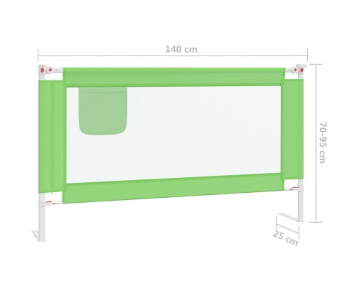 vidaXL bērnu gultas aizsargbarjera, zaļa, 140x25 cm, audums