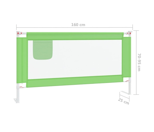 vidaXL bērnu gultas aizsargbarjera, zaļa, 160x25 cm, audums