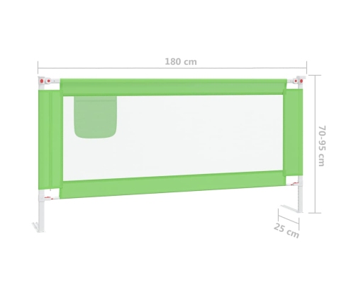 vidaXL bērnu gultas aizsargbarjera, zaļa, 180x25 cm, audums