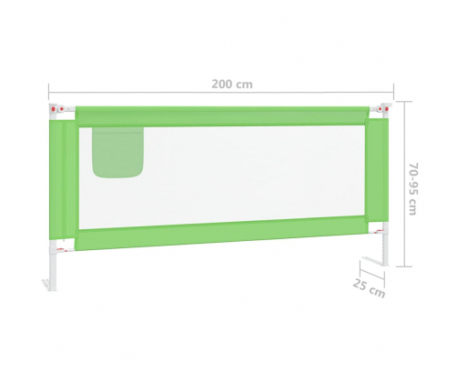 vidaXL bērnu gultas aizsargbarjera, zaļa, 200x25 cm, audums