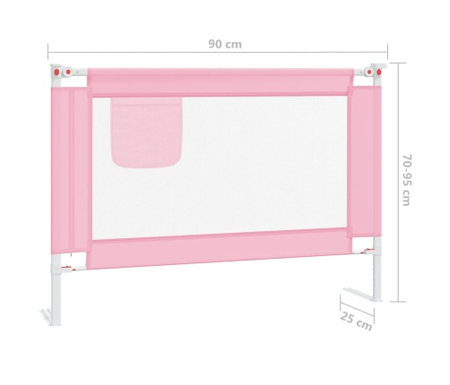 vidaXL bērnu gultas aizsargbarjera, rozā, 90x25 cm, audums