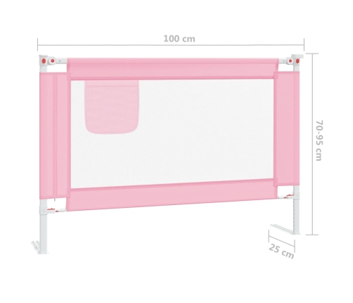 vidaXL bērnu gultas aizsargbarjera, rozā, 100x25 cm, audums