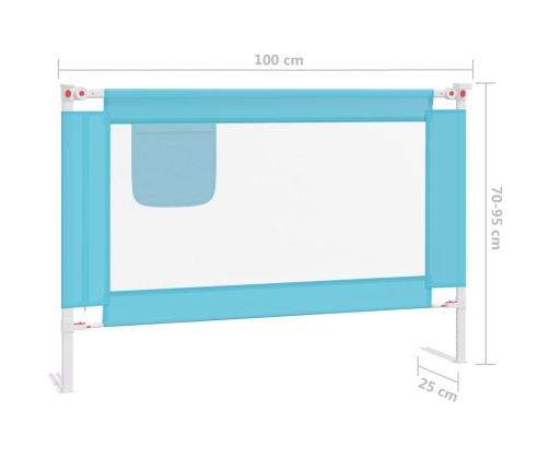 vidaXL bērnu gultas aizsargbarjera, zila, 100x25 cm, audums