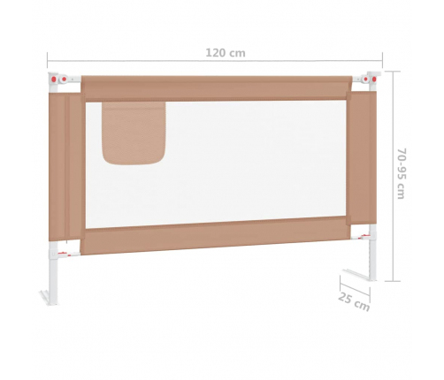 Bērnu Gultas Aizsargbarjera, Pelēkbrūna, 120X25 Cm, Audums Vidaxl