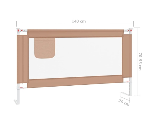 vidaXL bērnu gultas aizsargbarjera, pelēkbrūna, 140x25 cm, audums