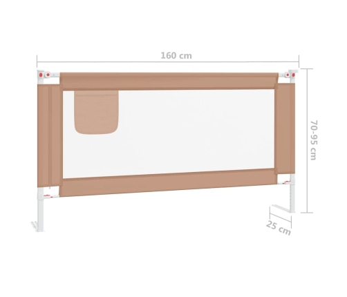vidaXL bērnu gultas aizsargbarjera, pelēkbrūna, 160x25 cm, audums