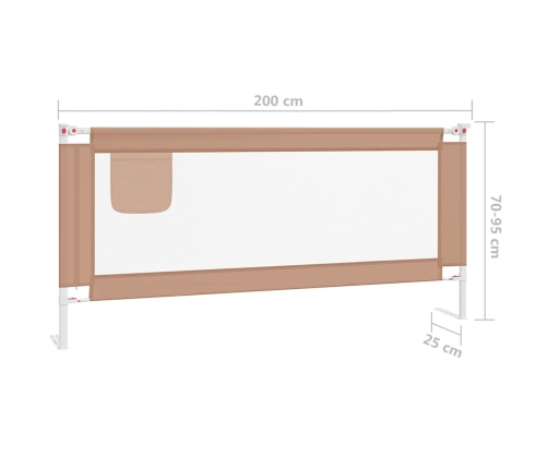 vidaXL bērnu gultas aizsargbarjera, pelēkbrūna, 200x25 cm, audums