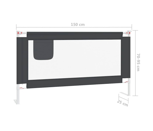 vidaXL bērnu gultas aizsargbarjera, tumši pelēka, 150x25 cm, audums