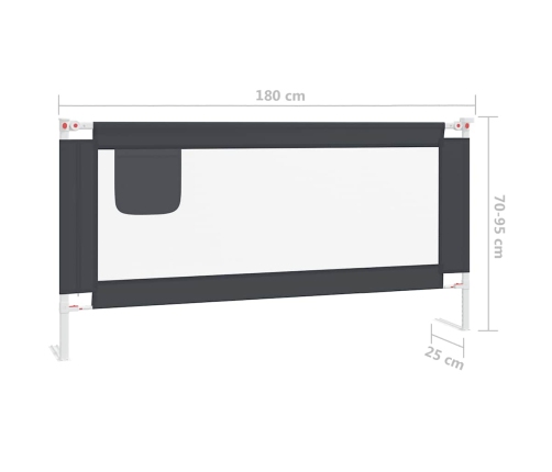 vidaXL bērnu gultas aizsargbarjera, tumši pelēka, 180x25 cm, audums