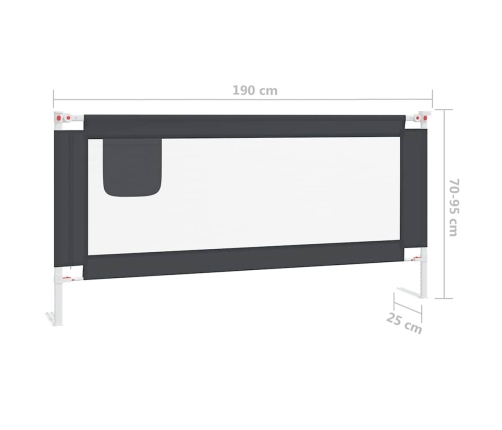 Bērnu Gultas Aizsargbarjera, Tumši Pelēka, 190X25 Cm, Audums Vidaxl