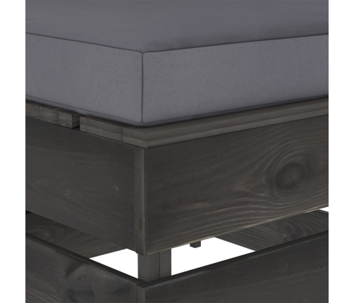 vidaXL vidējais moduļu dīvāns ar spilveniem, pelēks, impregnēts koks