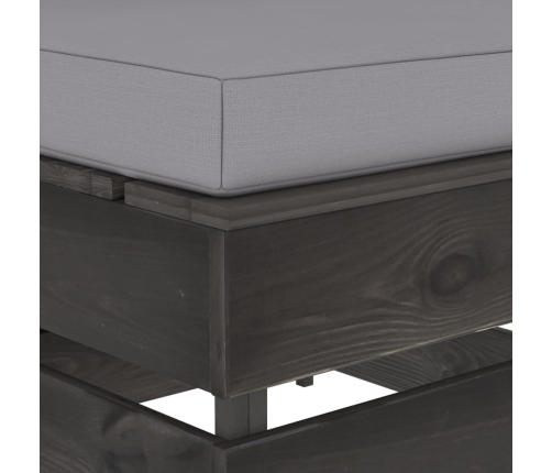 vidaXL vidējais moduļu dīvāns ar spilveniem, pelēks, impregnēts koks