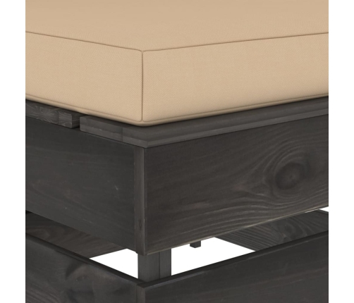 vidaXL vidējais moduļu dīvāns ar spilveniem, pelēks, impregnēts koks